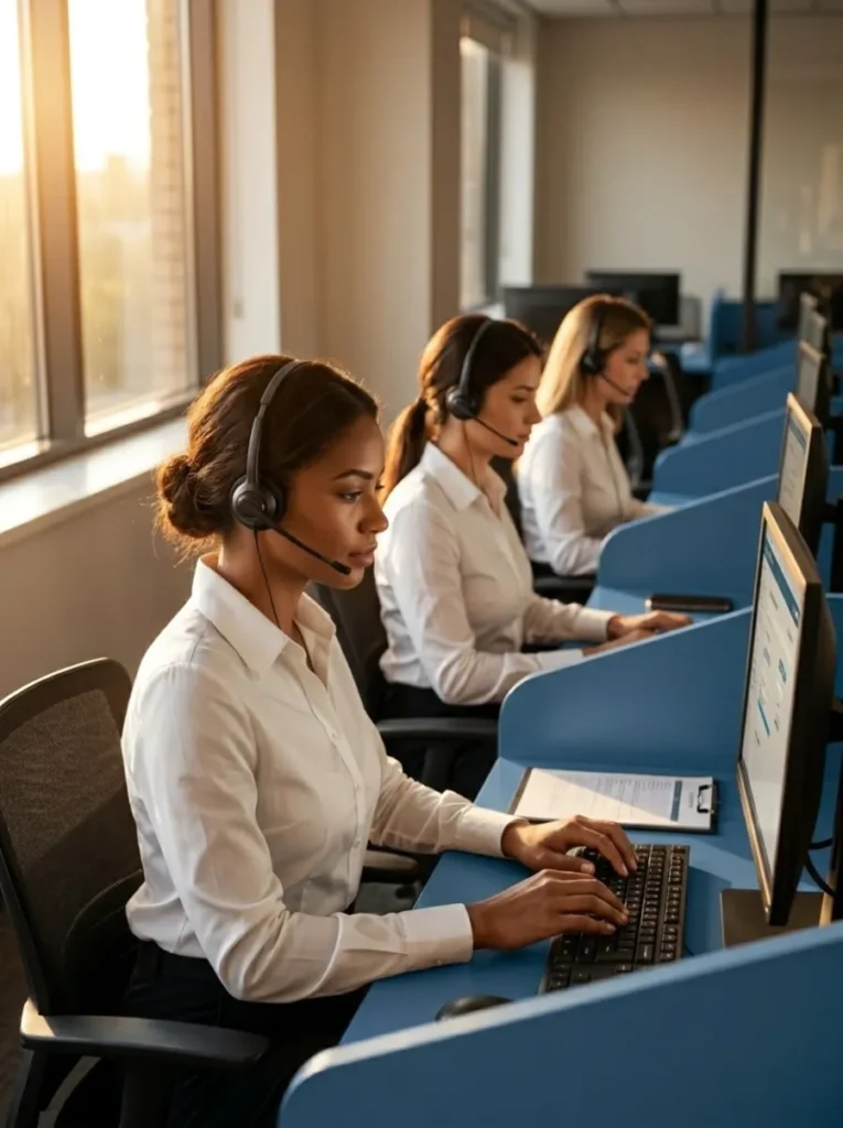 mulheres trabalhando em call center
